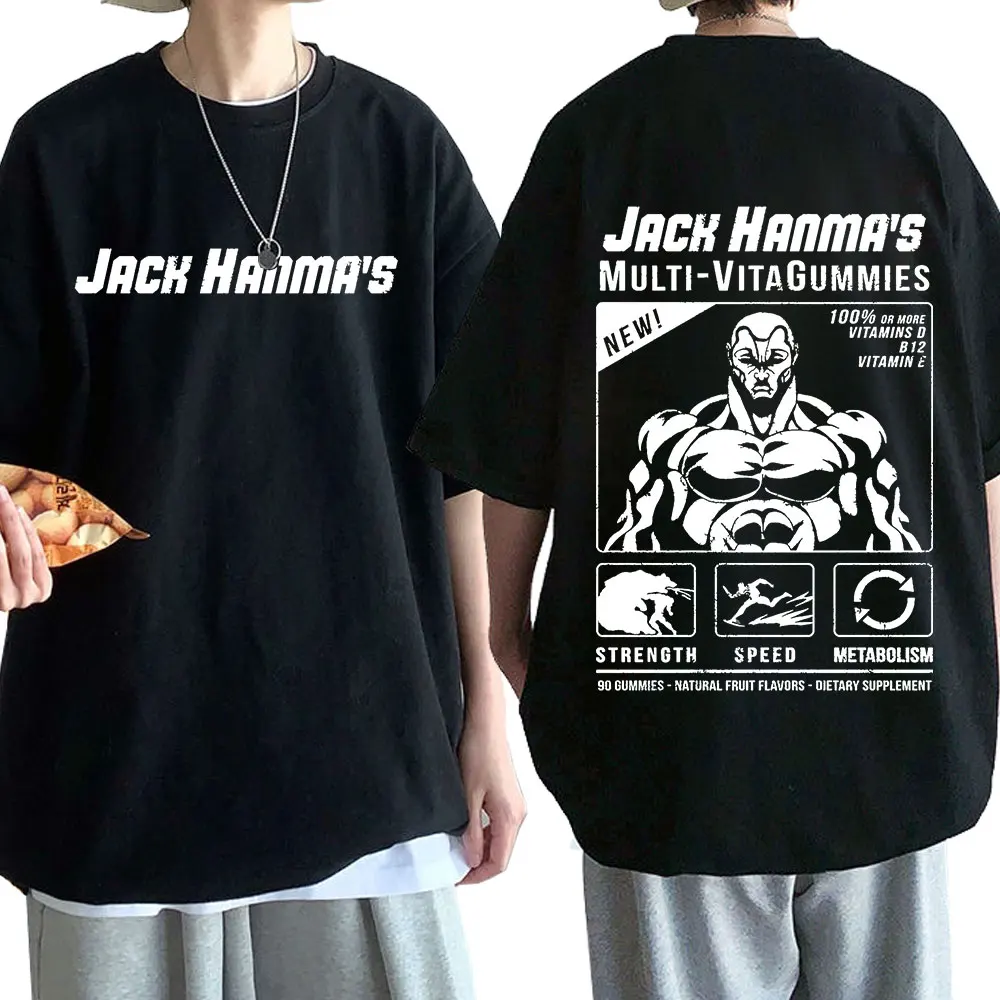 Anime Baki The Grappler T-shirts Yujiro Jack Hanma T-Shirt Men Women Cotton Casual Short Sleeve Tee Shirt Gothic Streetwear Tops