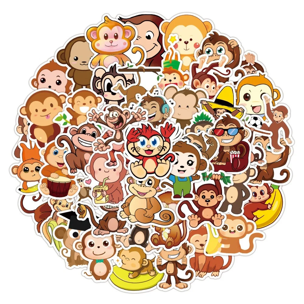 10/30/50PCS Cartoon Cute Monkey Animal Graffiti Creative Sticker Desk Guitar Computer Refrigerator Waterproof Sticker Wholesale