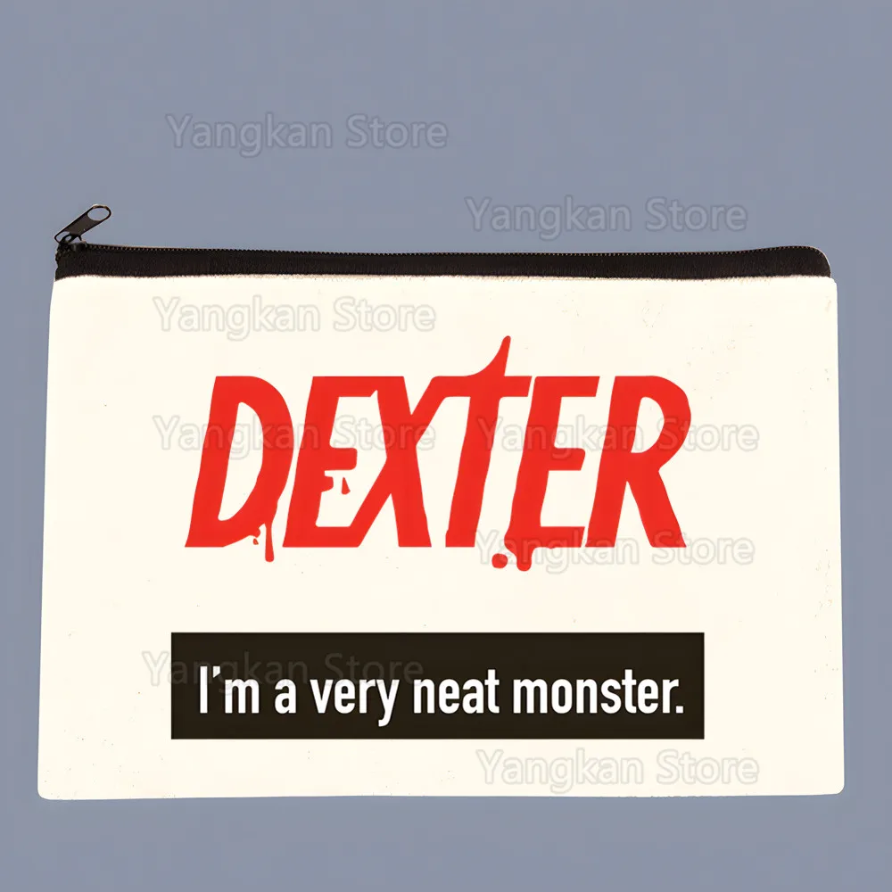Dexter Morgan Bolsa de maquiagem de lona portátil para viagem bolsa cosmética com zíper leve bolsa de moedas feminina