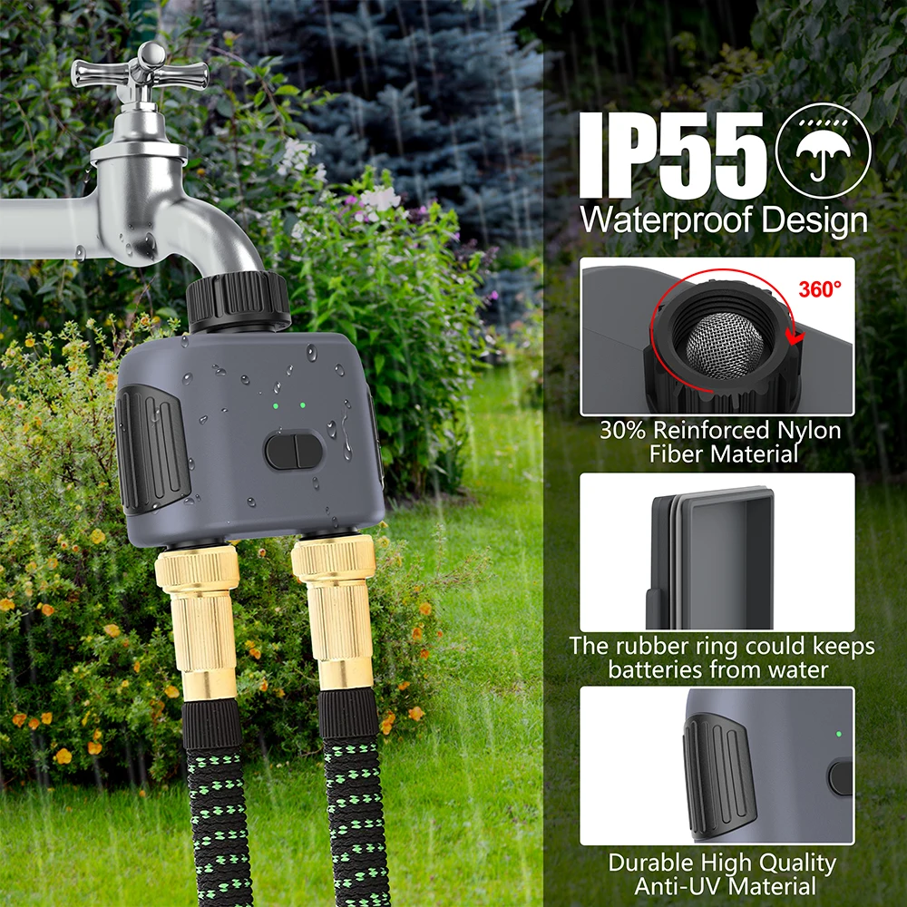 

Zigbee Tuya Smart Garden Sprinkler Water Timer Rain Delay 2 Way Programmable Automatic Irrigation Controller Smart Life