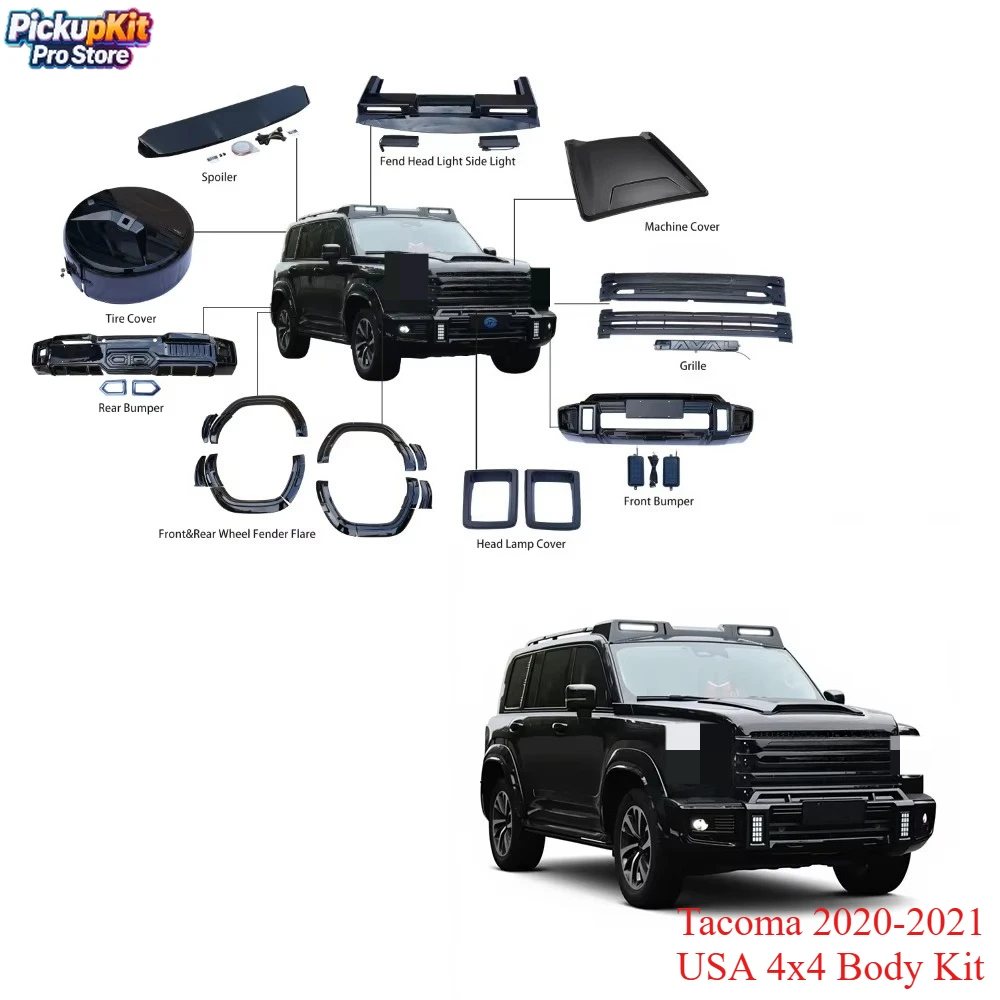 

Tacoma 2020-2021 США 4x4 Body Kit — решетка бампера для бездорожья, передняя часть, полный комплект, легкая посадка