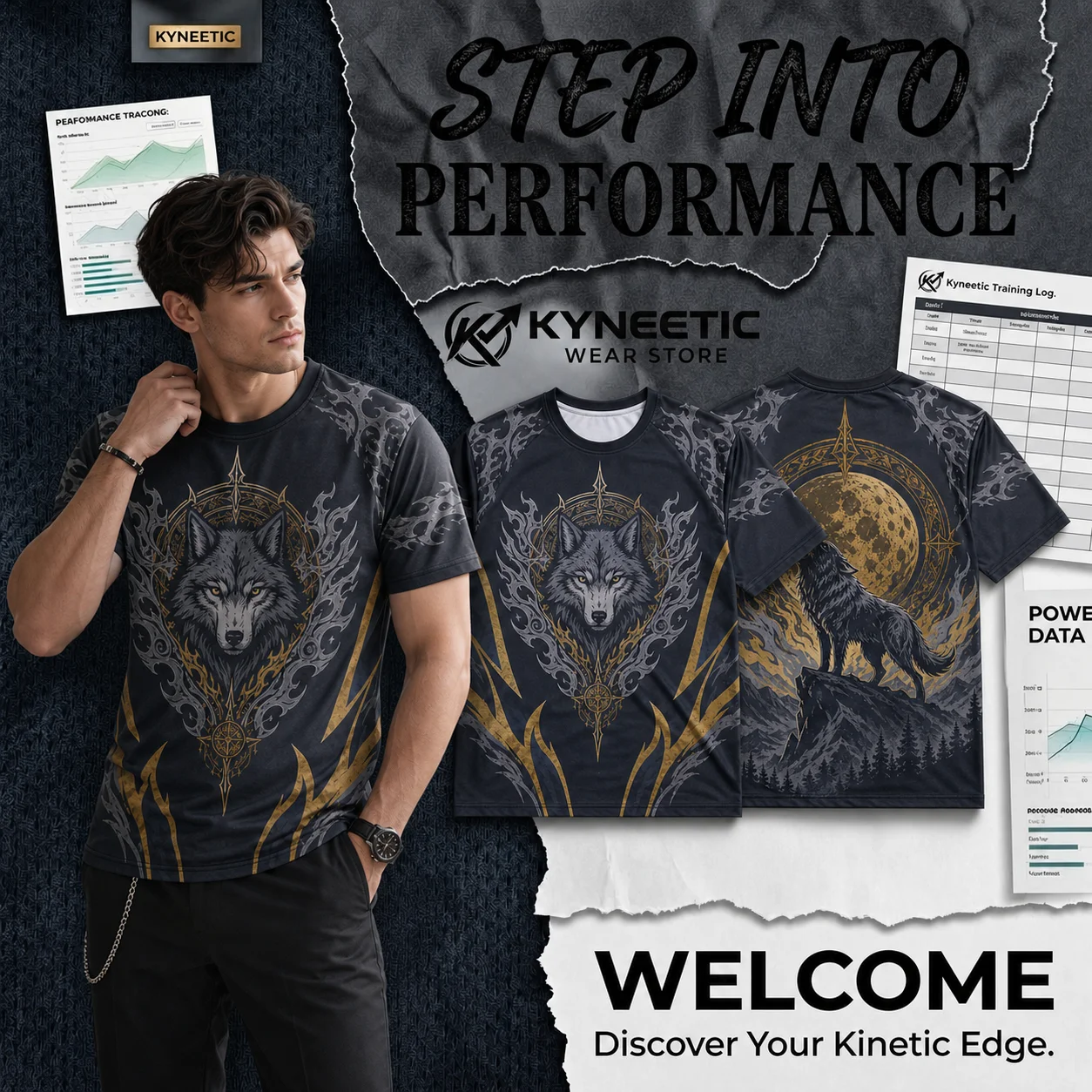 Gothic Howling Wolf Parent-Child O Neck Short Sleeve T Shirt Myth Tribal Moon Graphic Tee Halloween Christmas Holiday Party Tops