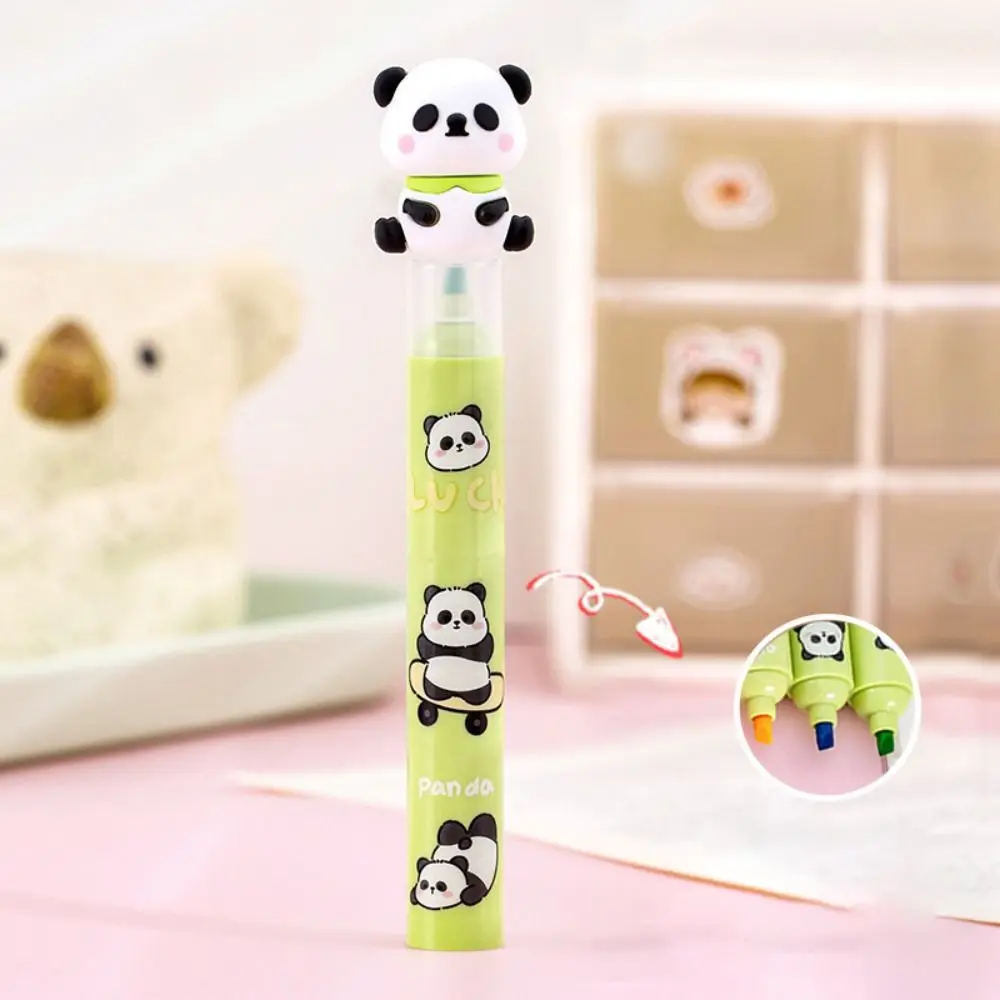 Evidenziatore portatile simpatico panda penna fluorescente creativa cartone animato multifunzione colorato fai da te penna a colori per ufficio scolastico