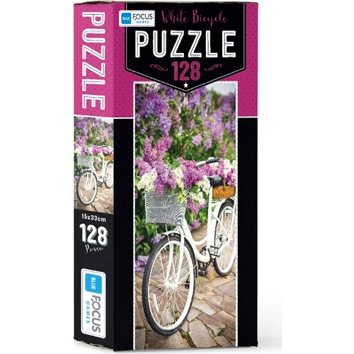 Blue Focus 128 Piece Jigsaw Puzzle White Bicycle