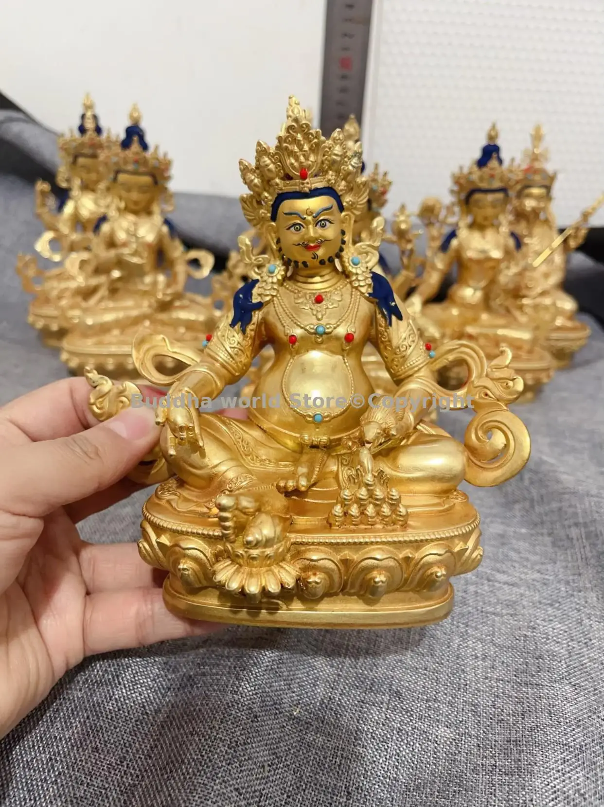 

Yellow Jambhala God of wealth Buddha statue Mammon 5A high quality COPPER Buddha statue HOME Altar worship Buddhist supplies