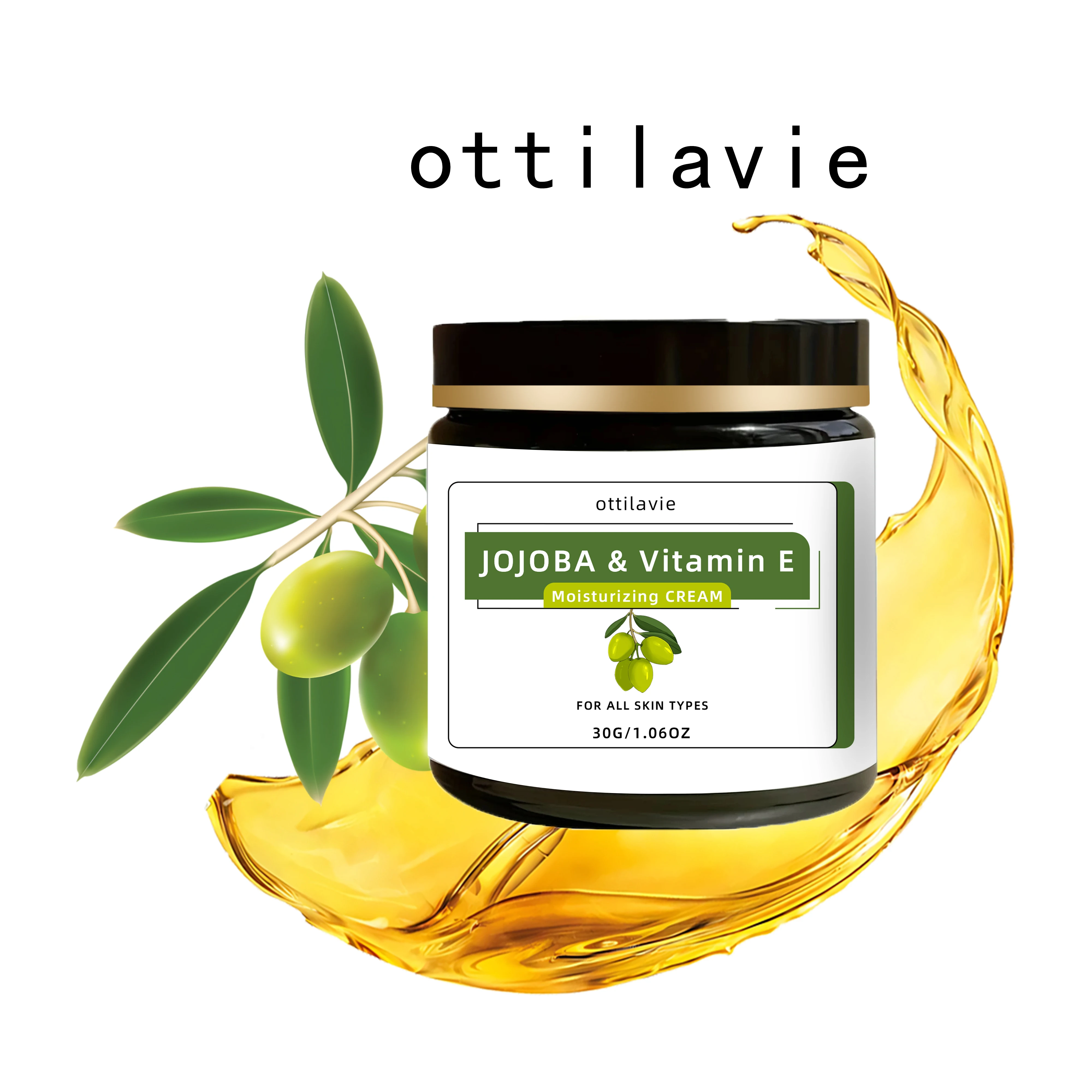 

Ottilavie Jojoba Oil & Vitamin E Moisturizing Cream – Firming, Lifting, and Hydrating, Suitable for All Skin Types, Unisex, for