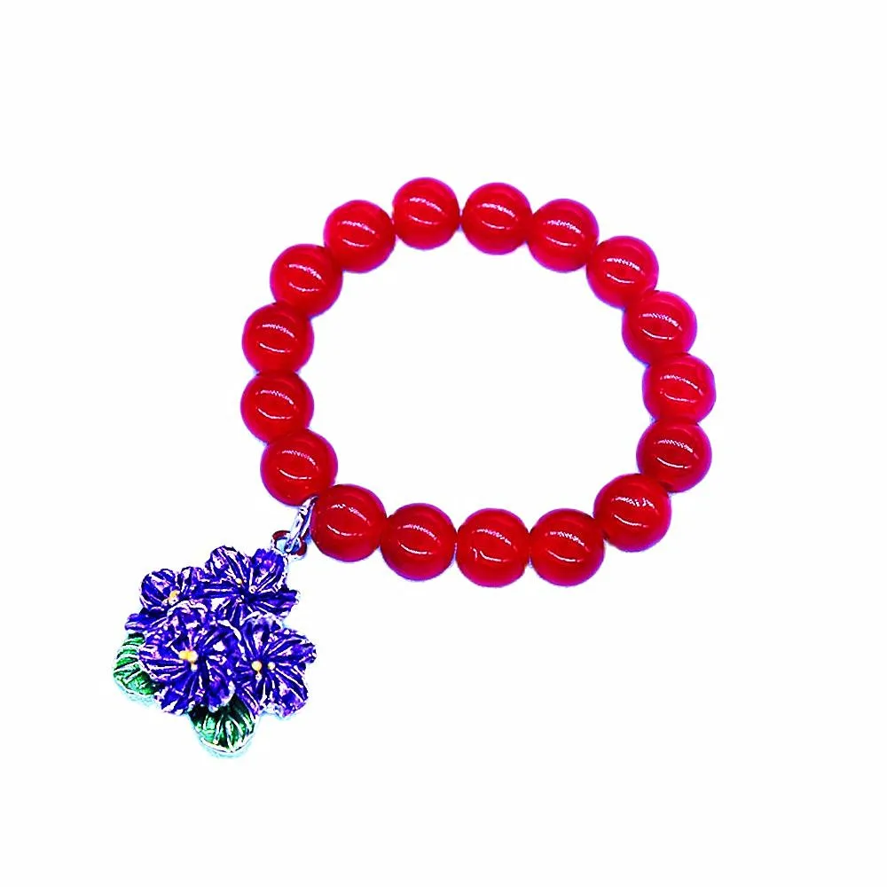 Fashion Adjust Stretch Red Beads Purple Africa Violet Delta Bracelets For Women