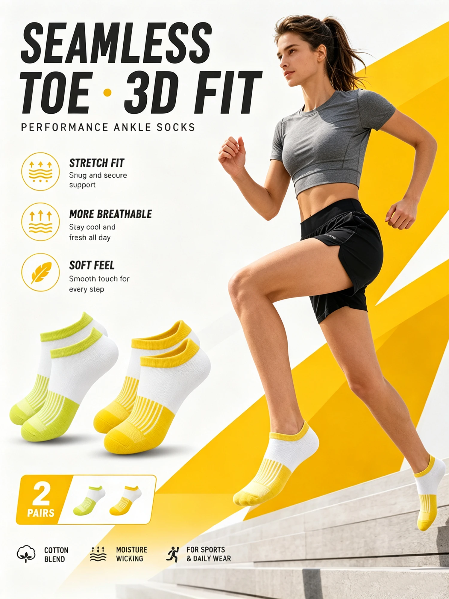 1/4/6 paires de chaussettes à blocs de couleurs pour femmes, chaussettes d'été respirantes en coton rembourré, coupe basse, pour sport, course à pied, antidérapantes, évacuant l'humidité