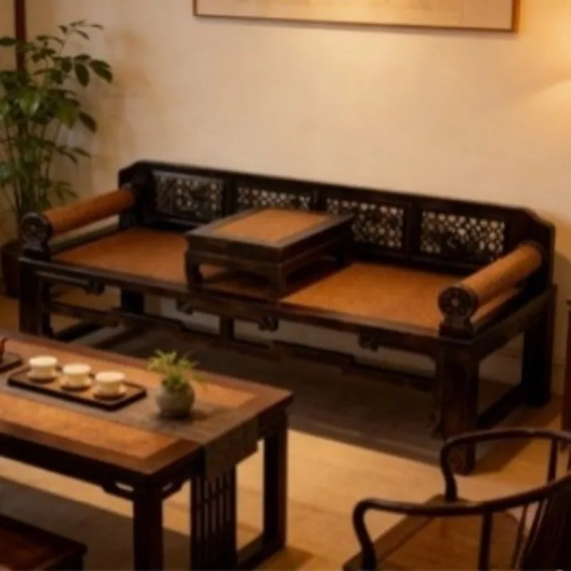 New Chinese solid wood Arhat bed, classical furniture bench, simple old armchair, retro wood sofa chaise longue bed