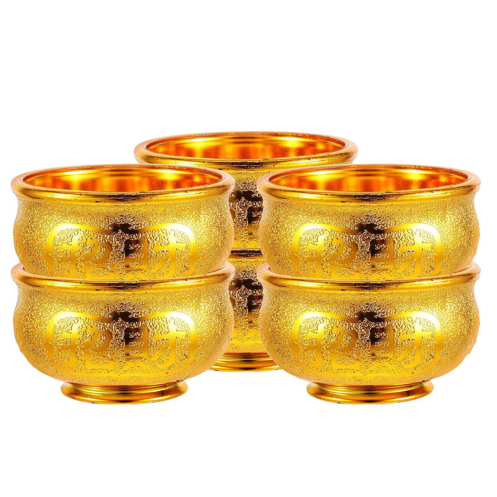 

6Pcs Prosperity Offering Bowls Plastic Buddhist Bowls for Wealth Home Decor Meditation Good Luck Gifts Prayer Bowl
