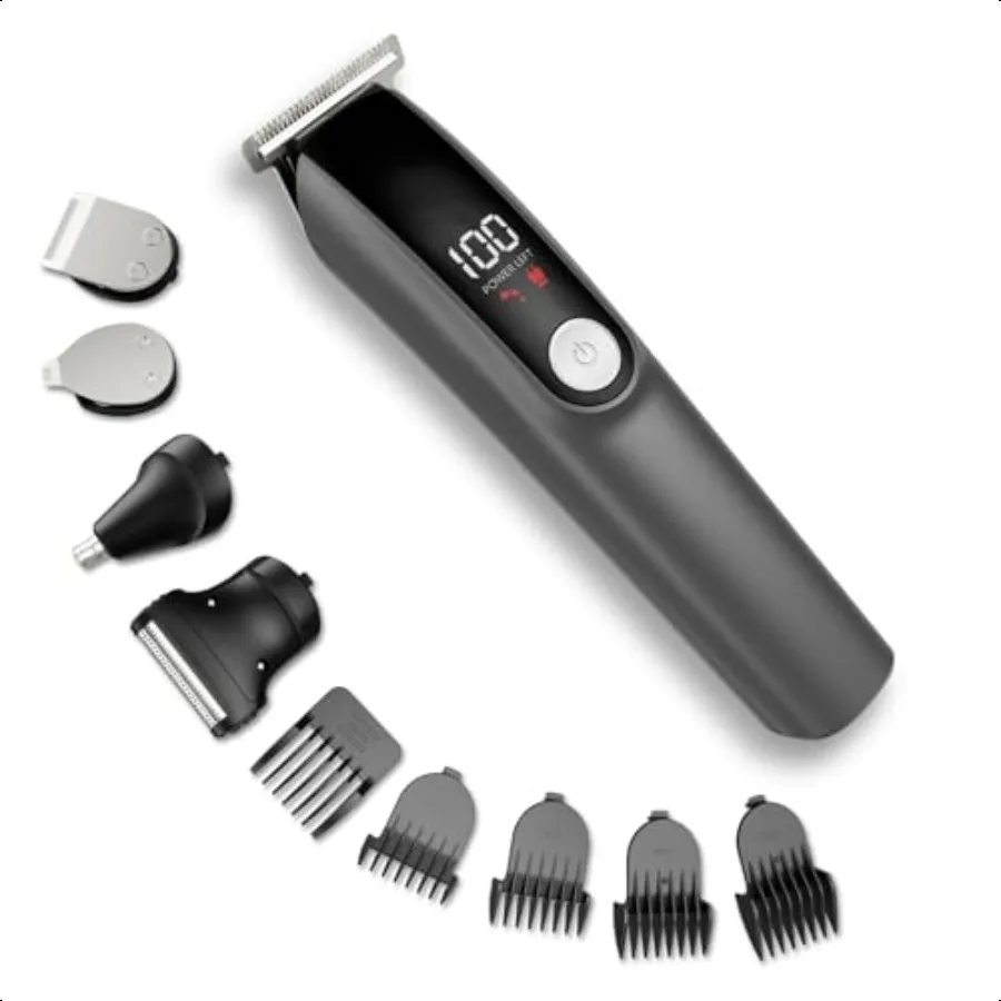 

Beard Trimmer for Men 5 in 1 Electric Razor for Nose Body Face and Mustache Grooming Kit Cordl Hair Clipper Trimmer with Smart