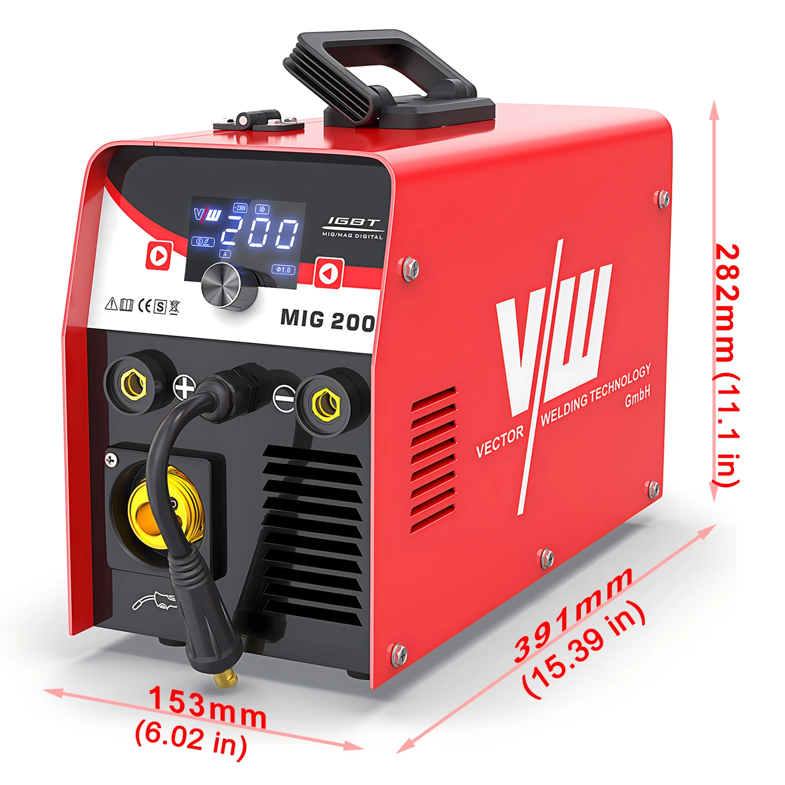 VECTOR 4 IN 1 MIG Gas Welding Machine Gasless TIG MMA 200A IGBT Inverter 220V Digital Display Portable Welder MIG200DB