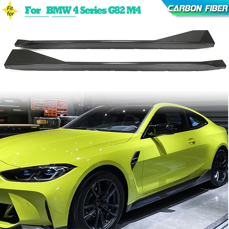 Carbon Fiber Car Side Skirts Aprons For BMW 4 Series G82 M4 Coupe 2-Door 2021 2022 Side Skirt Extensions Accessories