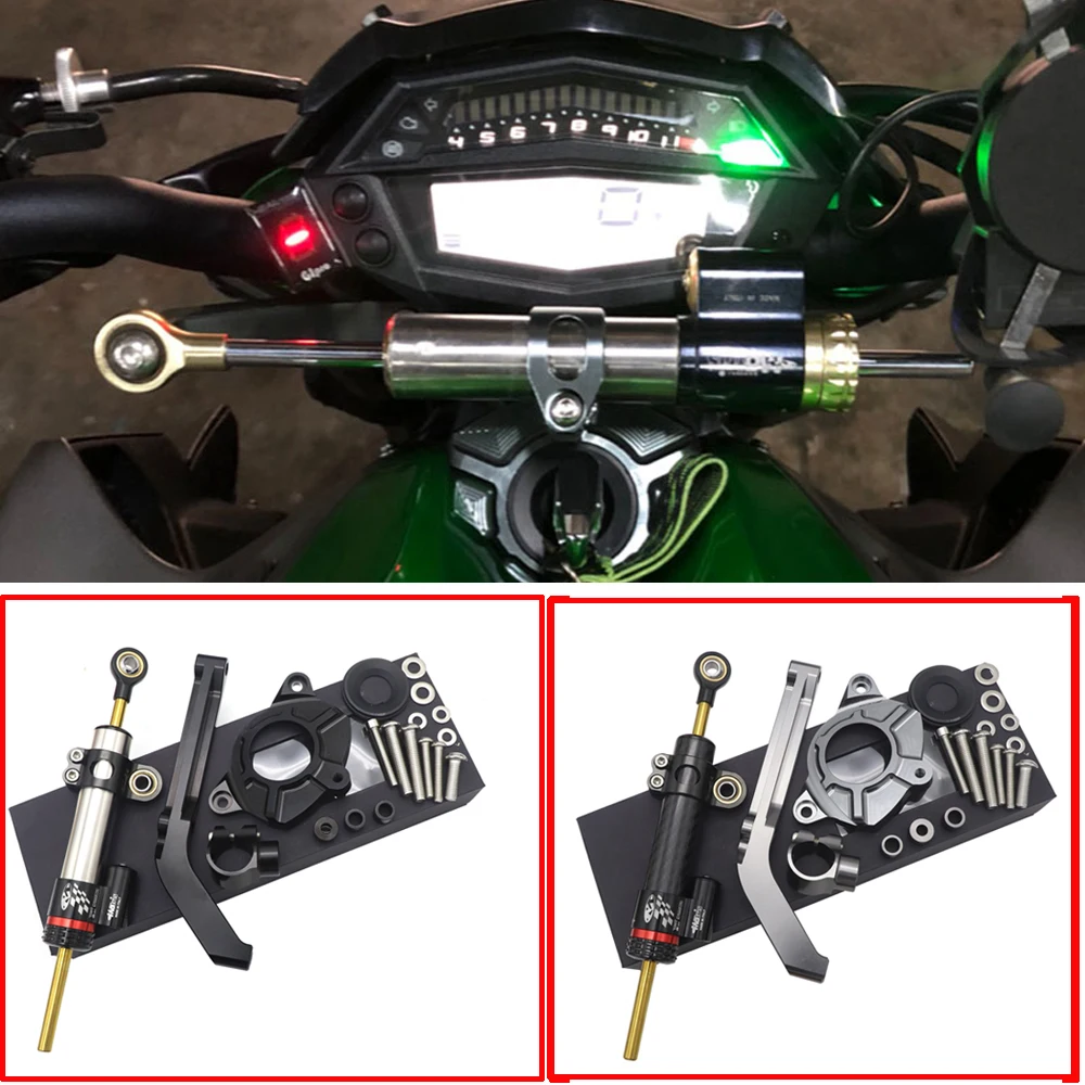 Motorcycle CNC Damper Steering StabilizerLinear Reversed Safety Control+Bracket For KAWASAKI Z1000 Z 1000 2014-2017 2016 2015