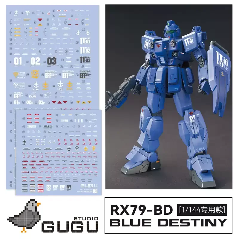 GUGU Decal GU‑H207 High Precision Waterslide Decal for HG 1/144 RX79‑BD1/2/3 Blue Destiny Hobby DIY Detail Modified Accessories