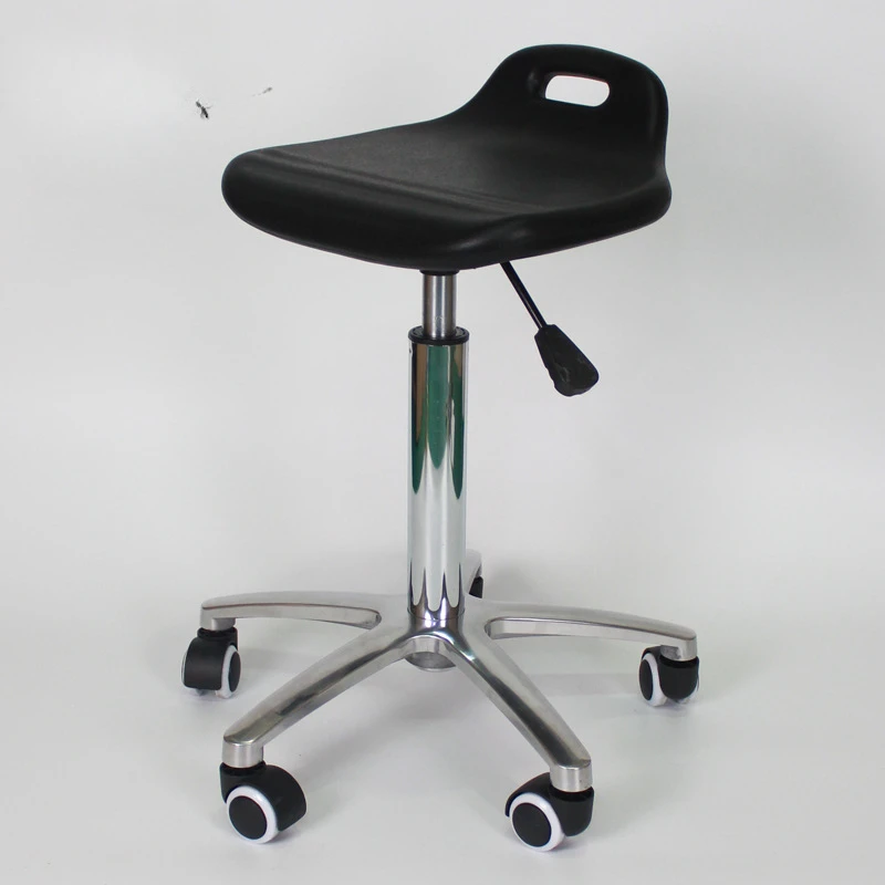 

PU Lab Stool with Aluminum Alloy Base Anti-Static Adjustable Chair for Workshop Cashier Leather High Bar