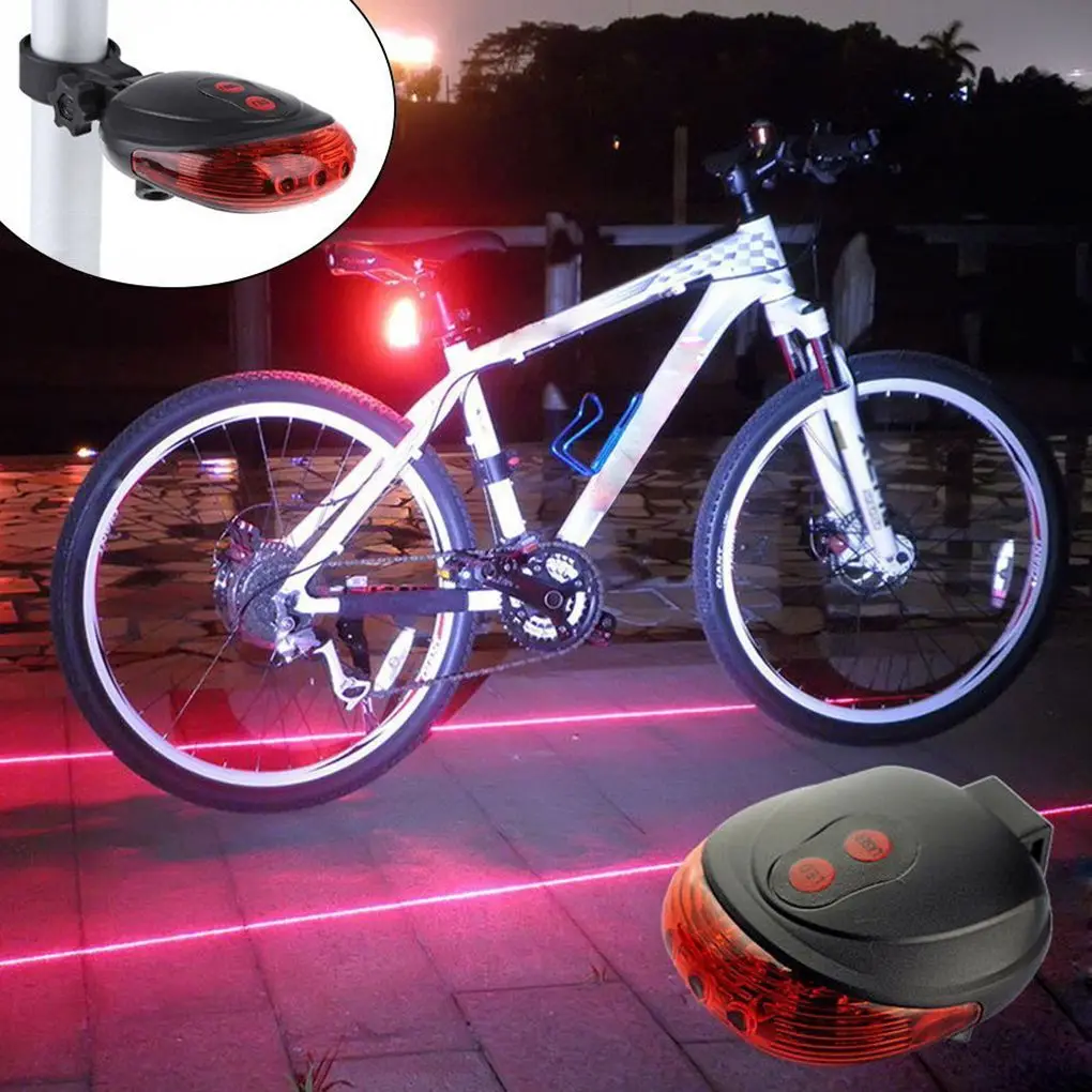 Hot! 1PC/2PCS Bicycle Bike Safety Warning Led light bicycle laser lights LED Flashing Lamp Tail Light Rear Cycling 5 LED+2 Laser