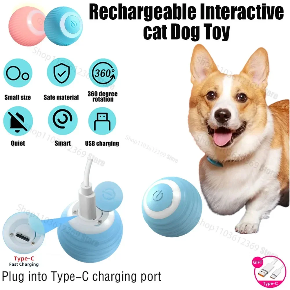 Rechargeable Cat Interactive Ball Intelligent  Dog Toy Electronic Interactive Cat Toy Indoor Automatic Rolling Magic Ball