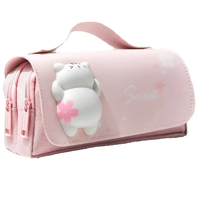 Sakura Pencil Bag PU Leather Pen Case Candy Color Japan Stationery