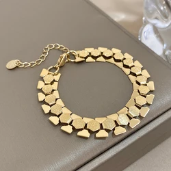 Unique Design Hexagon Geometric Leaves Chunky Bracelets for Women Trendy Stainless Steel Gold Plated Bracelet Waterproof Jewelry