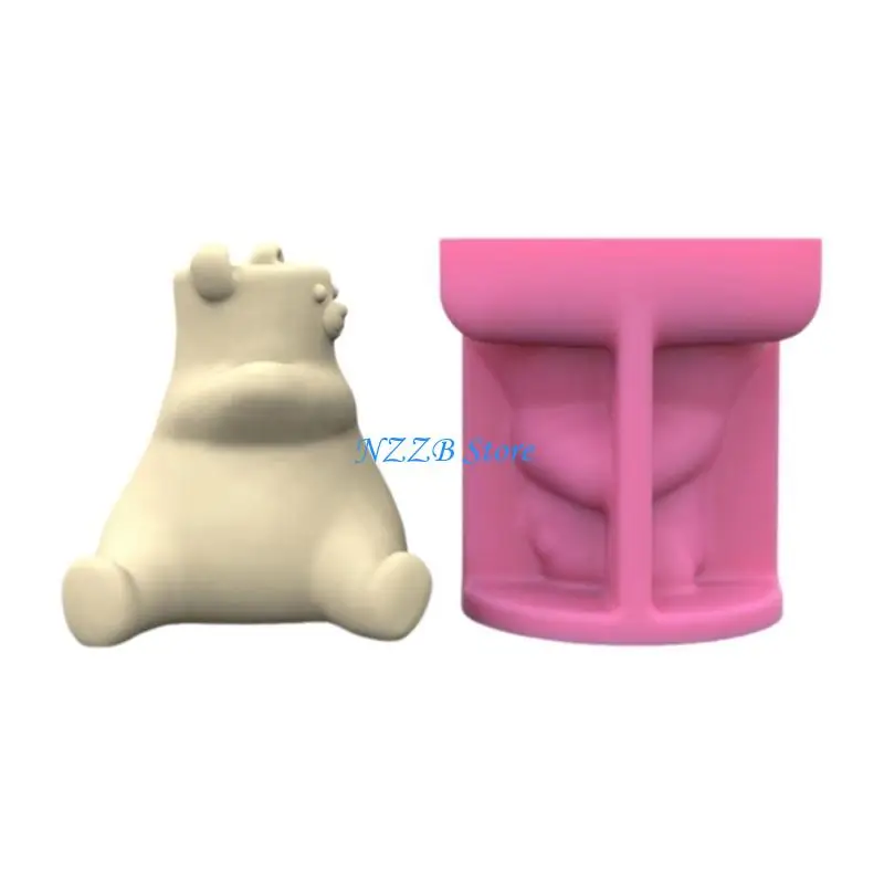 

T21F Pen Holder Silicone Molds Bear Table Ornament Mould DIY Planter