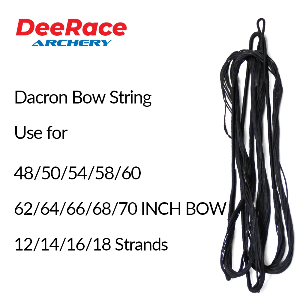 DeeRace-Cuerda de arco recurvo Dacron, Material negro B55, uso para arco de 48 "50" 54 "58" 60 "62" 64 "66" 68 "70", 12/14/16/18 hebras