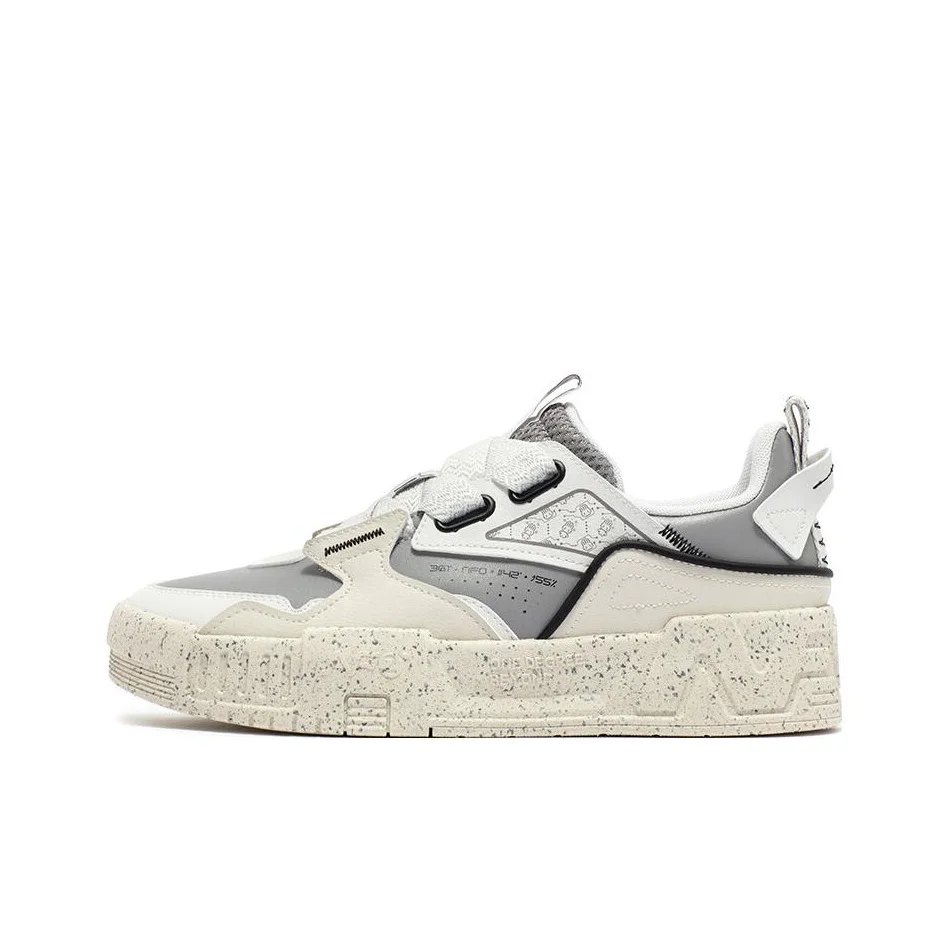 361° Block Slip Resistant Abrasion Resistant Low top Skateboard Shoes Men's Gray White 672336613/