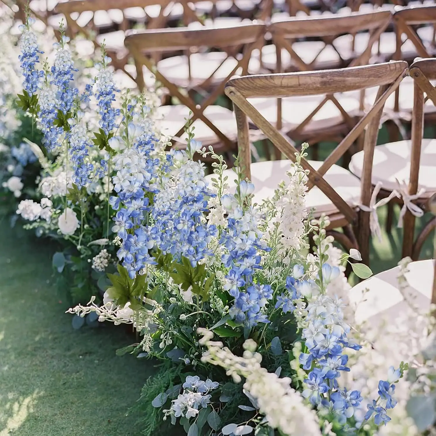 YeeNanee, 6 uds., flores artificiales de Delphinium azul, Larkspur de tallo largo para centros de mesa de boda, arreglos florales, decoración de jarrón para el hogar