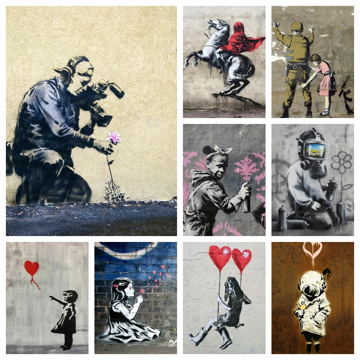 DIY Full Diamond Painting Artist Banksy Graffiti Street Art Wall Artwork Cross Stitch Embroidery Picture Mosaic Craft Home Decor