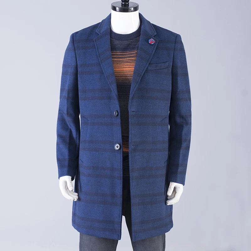 

Warm Woolen Men's Coat Cheered Mid-Length Suit Collar Windbreaker Spring Autumn Winter Faionable Urban Sle Youth Coat