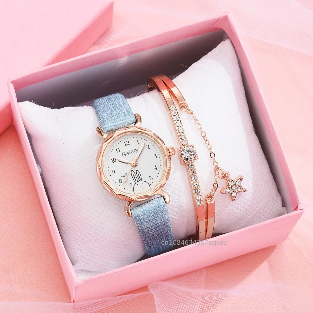 2/1PCS Set Women Watches Luxury Temperament Ladies Watch New Casual Leather Strap Quartz Wristwatches Gifts Relogio Feminino