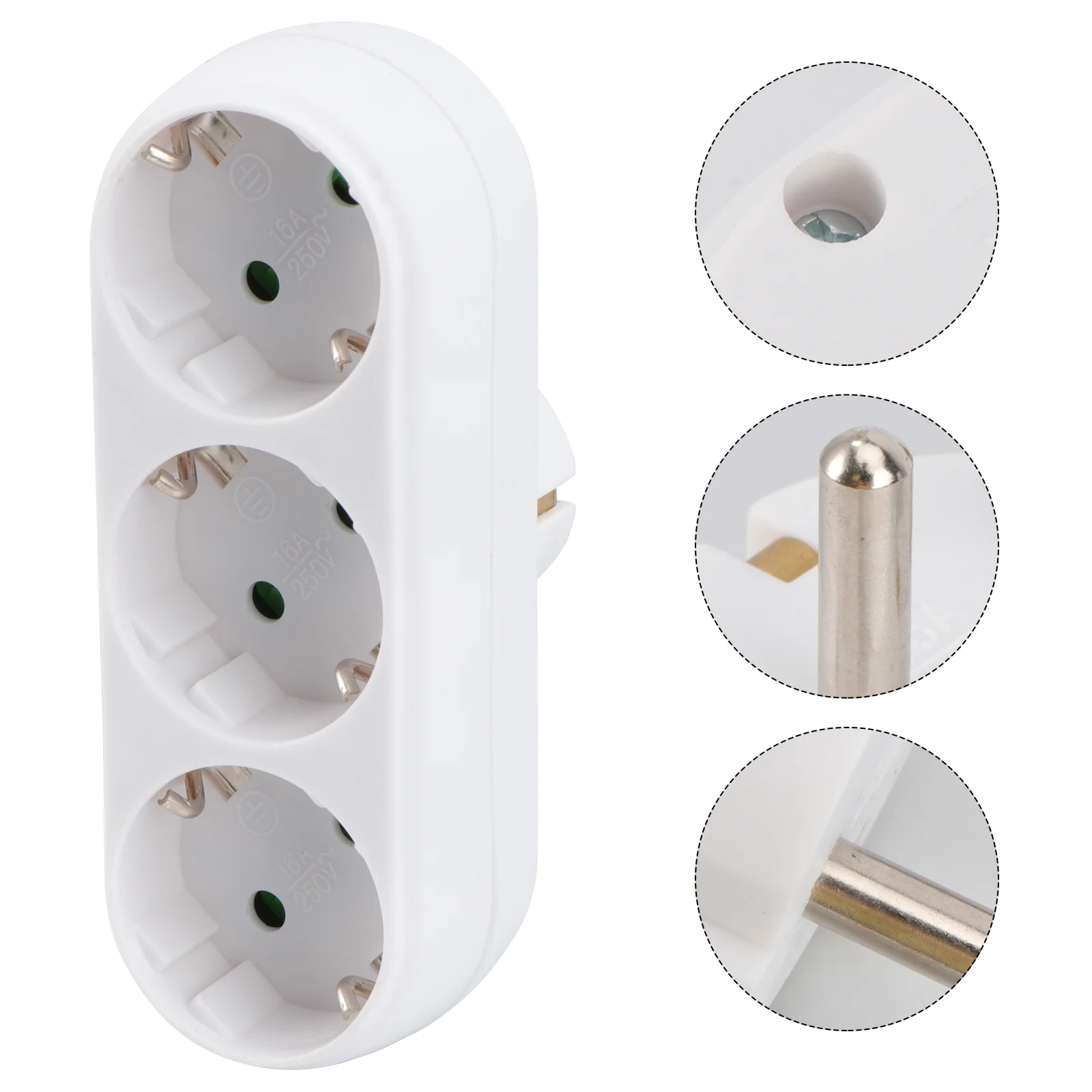 Triple Socket Power Socket Adapter Anti-flame Heat-resistant Socket Panel with EU Plug White Wall Plate