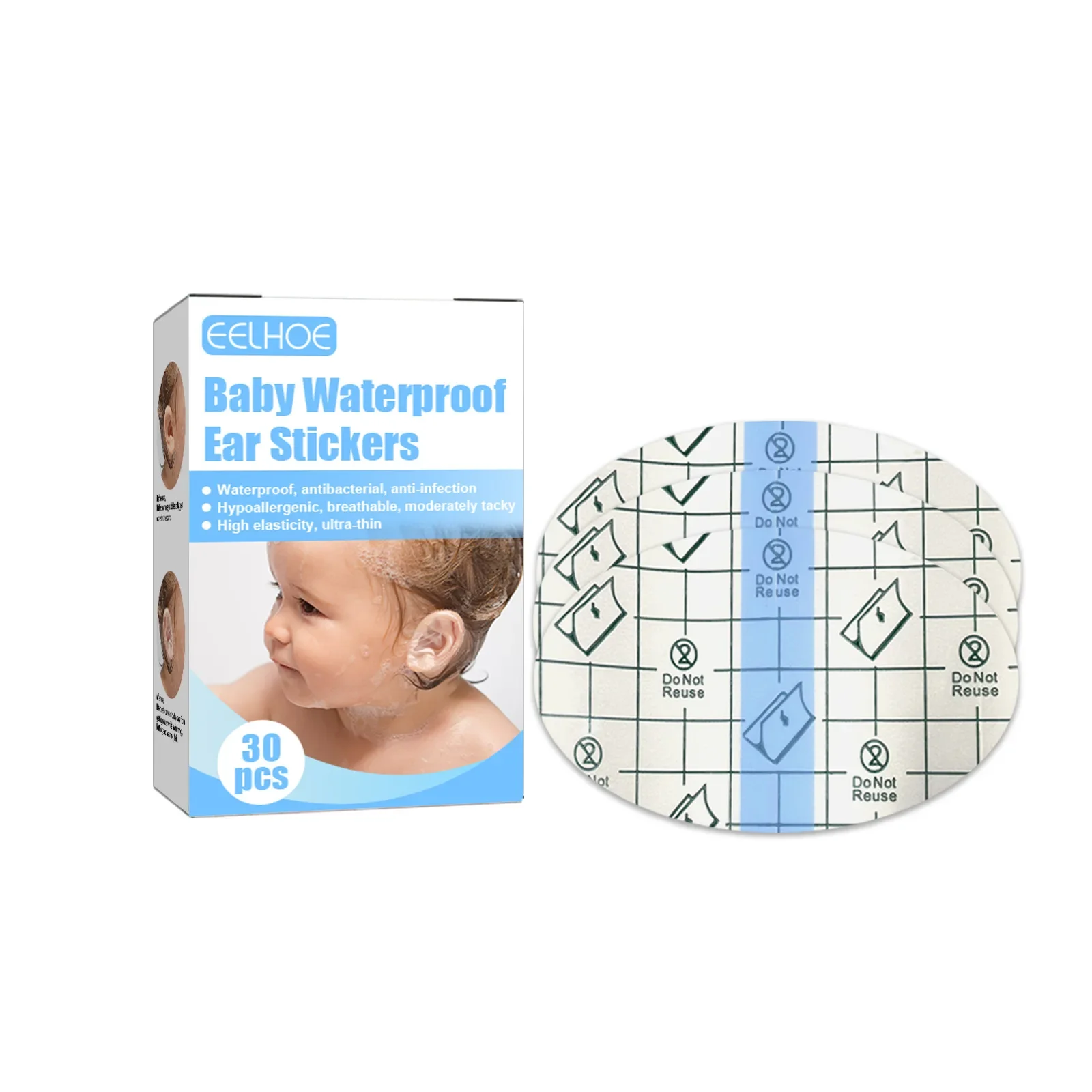 EELHOE Ear Protector Waterproof Swimming Baby Shampooing Bathing Anti-water Ingress Ear Patch Shower Cap Tool Waterproof Sticker