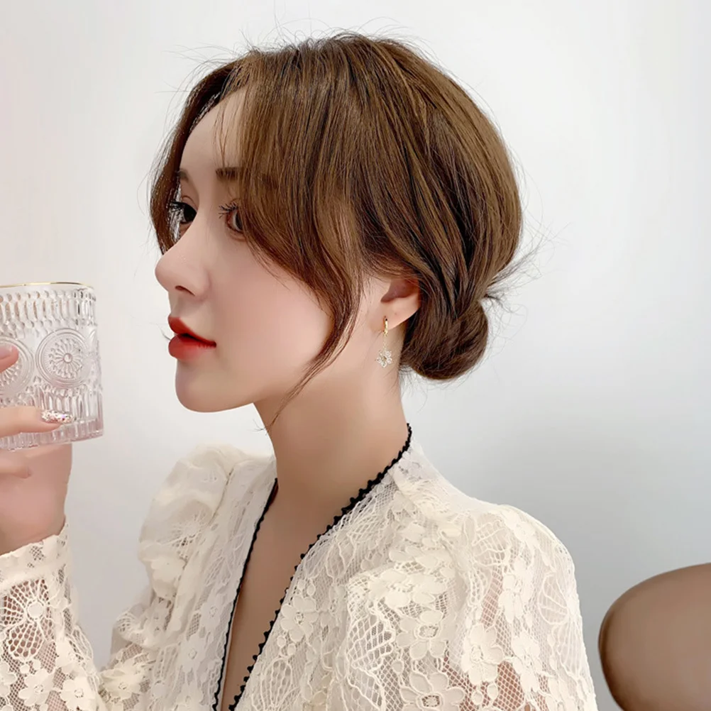 

1Pair Zircon Earrings Flower Inlaid Chain Delicate Ear Drop for Women Fashion Jewelry Chic Gift for Birthday Party