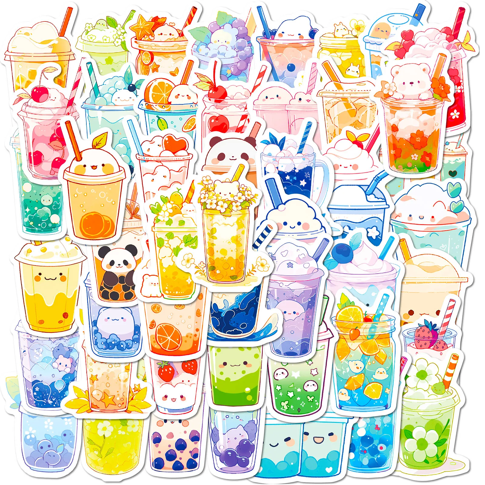 10/25/50pcs Graffiti Pearl Milk Tea Stickers for DIY Stationery Scrapbooking Phone Laptop Guitar Skateboard Helmet Water Bottle