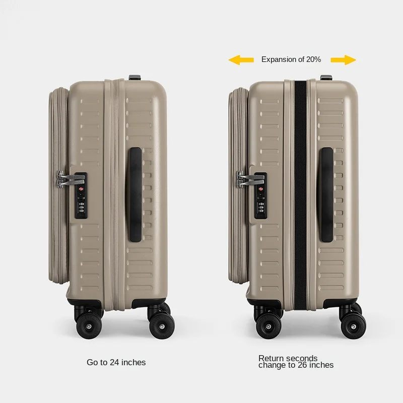 حقيبة أمتعة بفتحة جانبية للجنسين قابلة للتوسيع متعددة الوظائف عربة سفر قفل مجمع حقيبة 20-28 بوصة حامل المقصورة