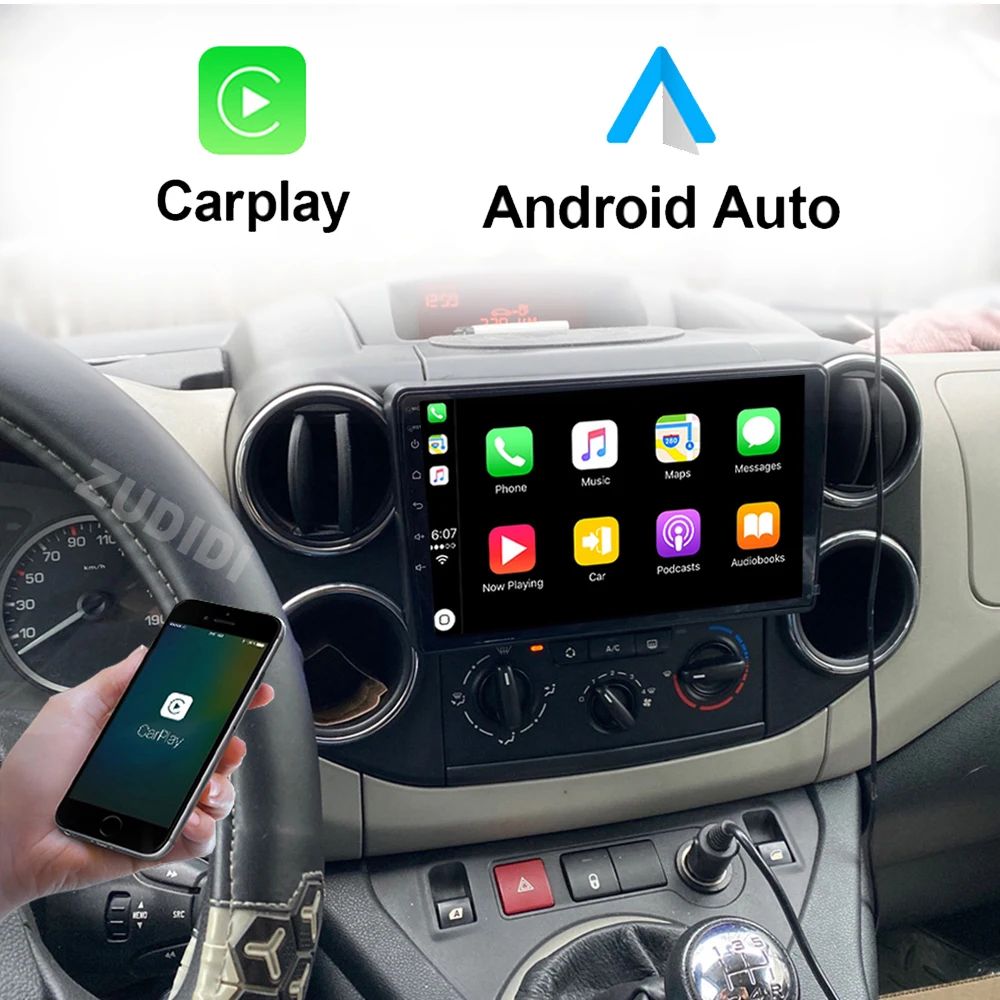 لسيتروين بيرلينجو 2 B9 بيجو بارتنر 2008-2018 2 Din أندرويد 4G Carplay واي فاي نظام تحديد المواقع والملاحة سيارة مشغل وسائط متعددة رئيس وحدة