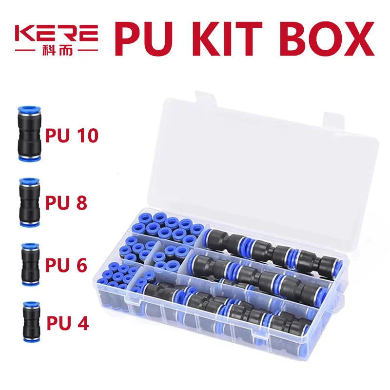 

23/60/100PCS Set Air Straight Pneumatic Fittings PU Water Pipes Quick Release Connector PU-4-6-8-10mm Plastic Hose Couplings