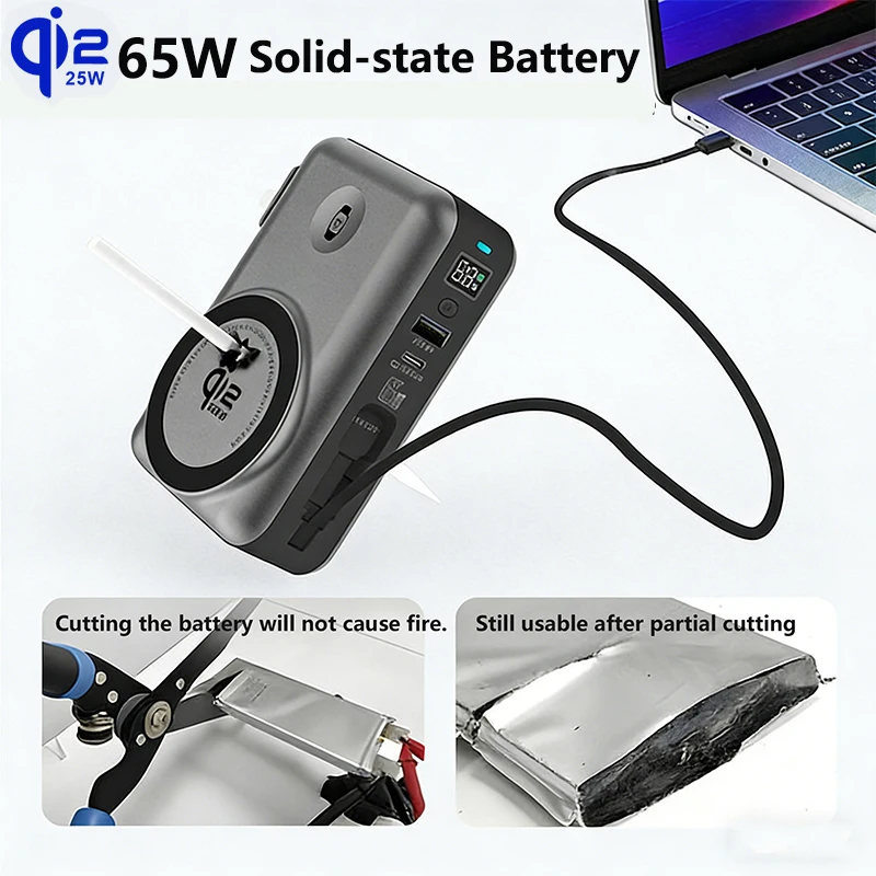 

Зарядное устройство GaN USB-C PD 65 Вт для ноутбуков и повербанков, магнитное беспроводное быстрое зарядное устройство Qi2.2 25 Вт для iPhone 17, iWatch, повербанк с вилкой
