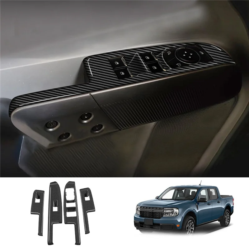 For Ford Maverick 2022+ Car Carbon Fiber Window Glass Lift Button Switch Cover Trim Door Armrest