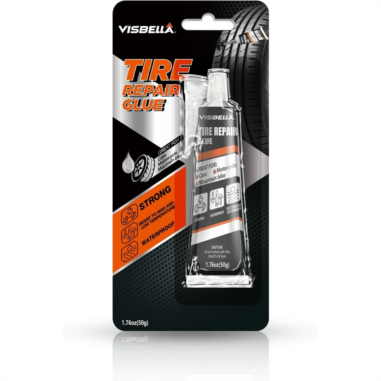 

Tire Repair Glue for Car Bike Motorcycle, Black Rubber Cement Sealant Fix Flat & Restore Sidewall Scratches with 1.76OZ Bottle
