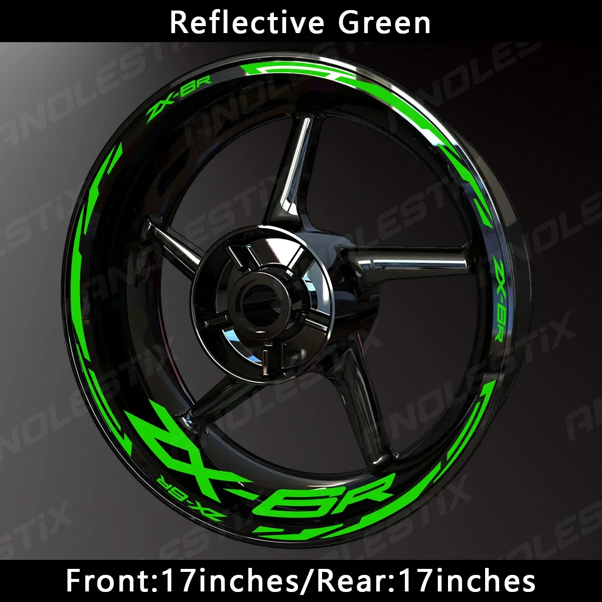 AnoleStix Reflective Motorcycle Wheel Sticker Hub Decal Rim Stripe Tape For Kawasaki Ninja ZX-6R ZX6R