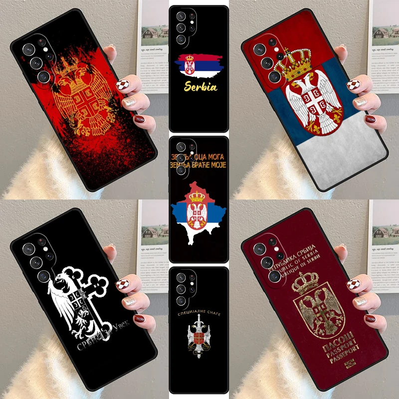 Flag of Serbia Serbian Phone Case For Samsung Galaxy S23 S21 S20 FE S24 S22 Ultra Note20 S10 S9 S8 Plus Silicone Cover