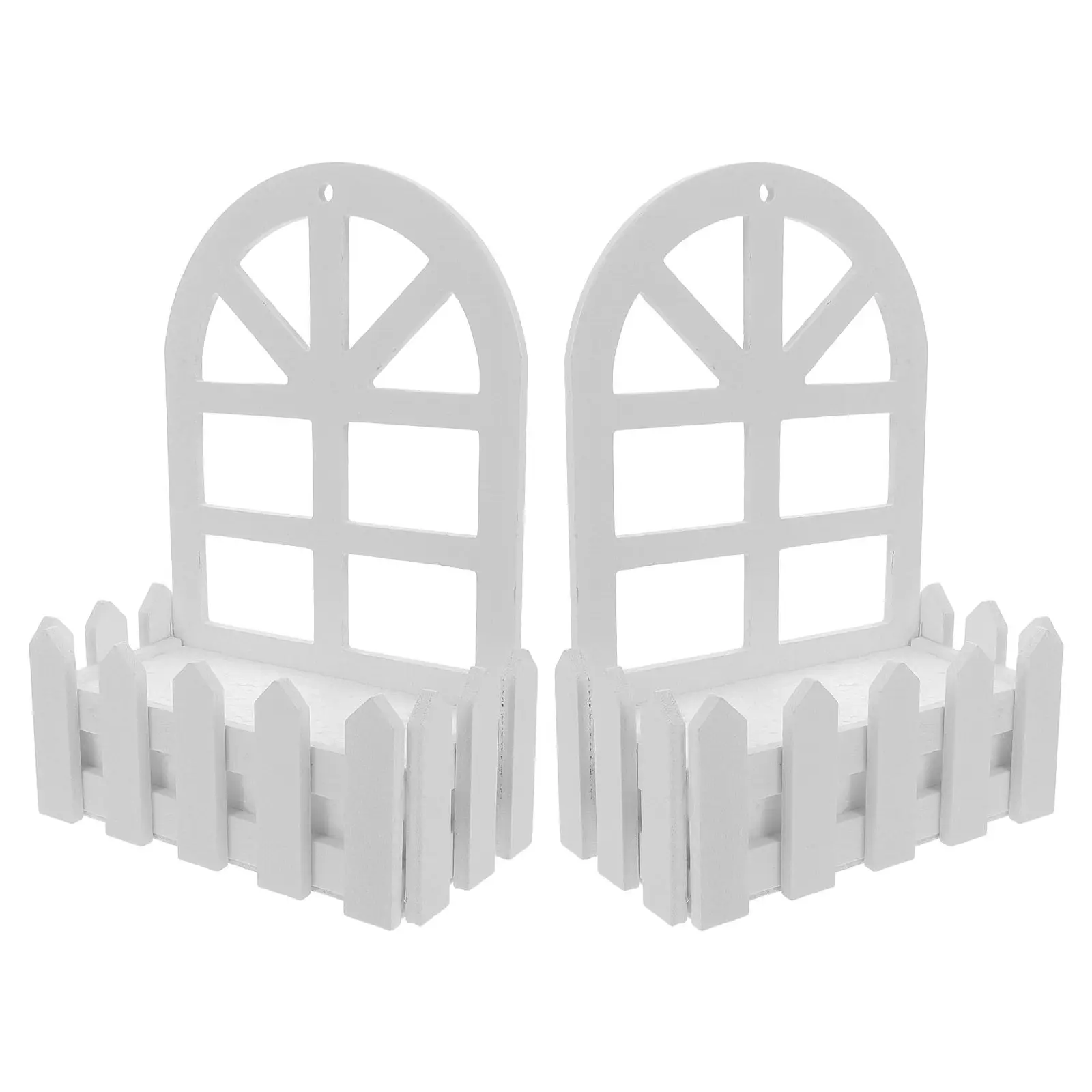 2Pcs Simulated Flower Wall Decoration White Wood Fence Planter Hanging Floral Wall Decor Rustic Indoor Living Room Wedding Home