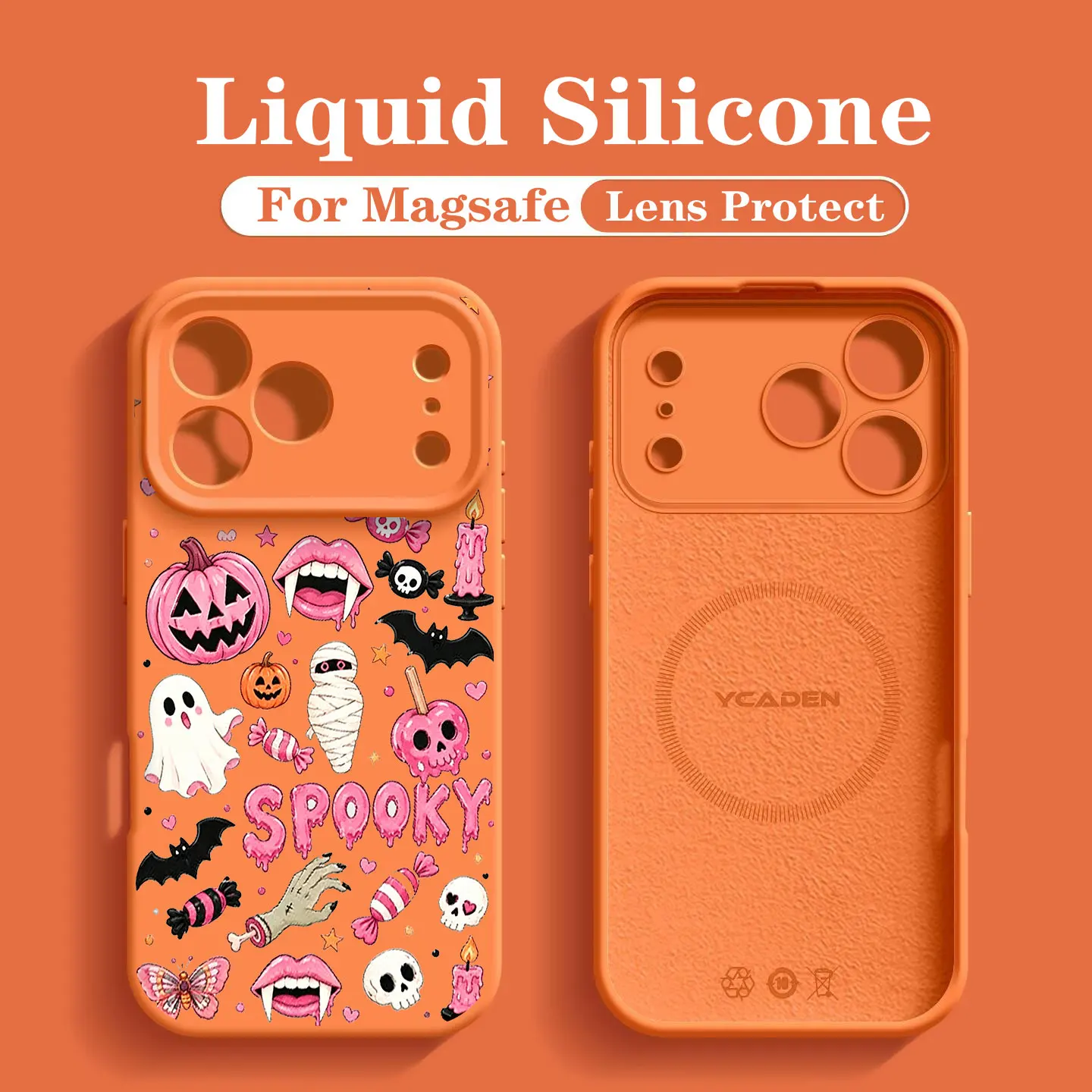 Y2K Halloween Doodle Mirror Wireless Charge Phone Case For Samsung Galaxy S26 S25 S24 S23 S26 Ultra Plus Magnetic Silicone Cover