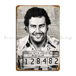 Pablo Escobar Arrest Record 1976 Mugshot Metal Plaque Poster Wall Plaque Create Designing Club Pub Mural Tin Sign Poster
