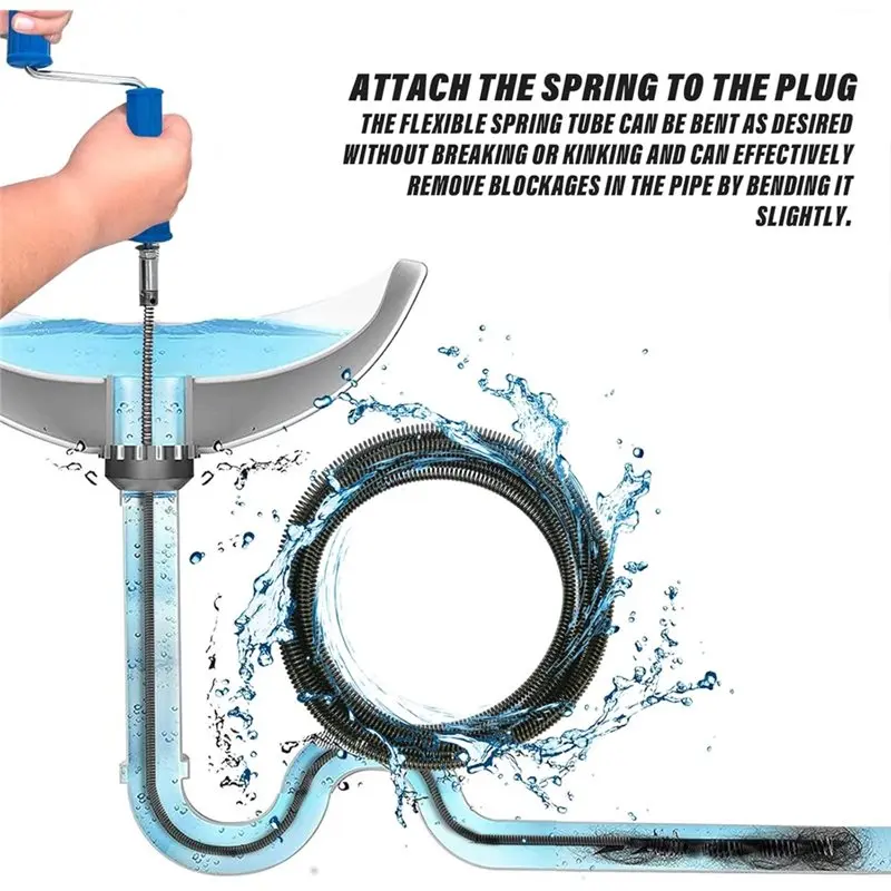 AB08-Sewer Drain Auger 16.6 Feet X 1/2 Inch Solid Drain Cleaning Cable With Steel Flexible Solid Core Six Shapes Of Cutters