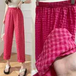 Floral Plaid Pajamas Pants Comfortable Elastic Waistband Wide Leg Home Clothes Loose Women Sleep Shorts For Women Girl