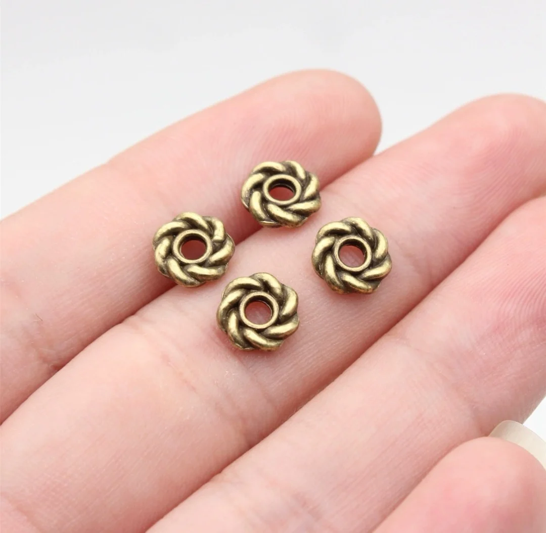 80pcs 8x8x2.4mm Zinc alloy metal tibetan silver,antiqued bronze plated bead T1199 for jewelry making