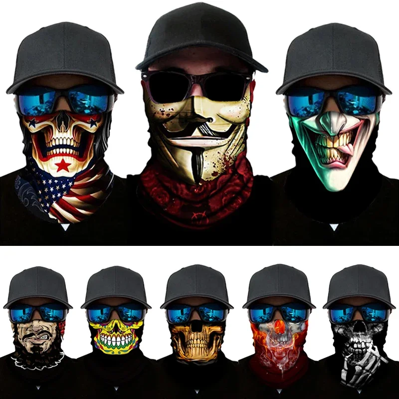 Skull Cycling Face Mask Riding Scarf Cover Anti UV Balaclava Seamless Men Magic Changeable Neck Gaiter Fashion Bandana Headwear